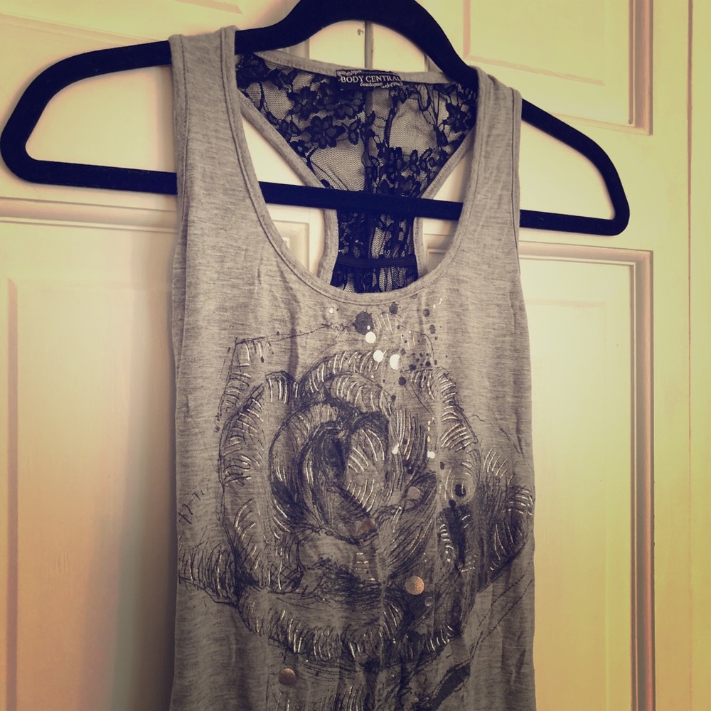 🌹 Super Cute Body Central Lace Back Rose Tank S